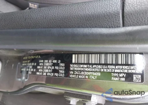 2017 Jeep Renegade Trailhawk 4X4 from USA, damaged, VIN ZACCJBCB0HPF64059